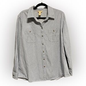 Bit & Bridle Cotton Blue and White Long Sleeve Button Up Shirt Women's SZ XL